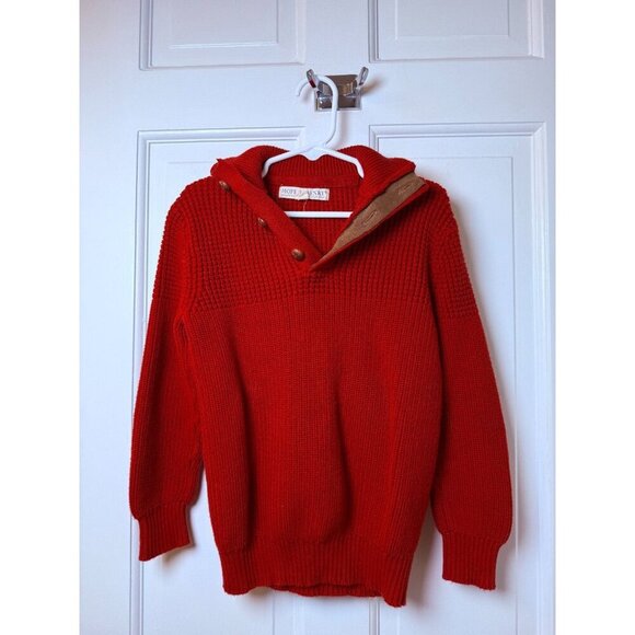 Hope & Henry Youth Boy's Red Sweater wth Elbow Pads and Wooden Buttons SZ S - Picture 1 of 11